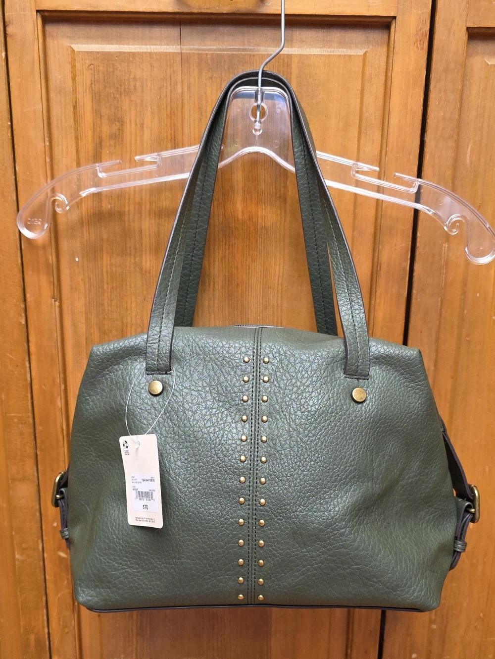 NEW a.n.a. Louise Satchel Faux Leather Studded Handbag Purse Avocado Green
